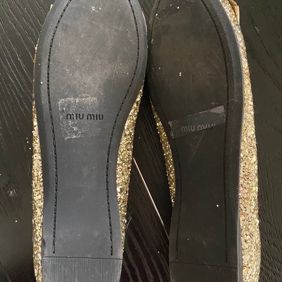 Miu Miu gold sparkle ballerinas size 37.5 - Picture 6 of 6